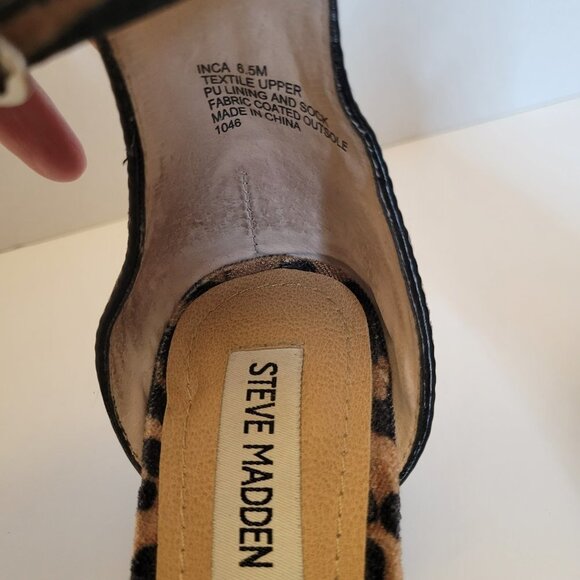 Steve Madden Ankle Strap Leopard Print Embroidered Sandal - Size 6.5 - Picture 6 of 11